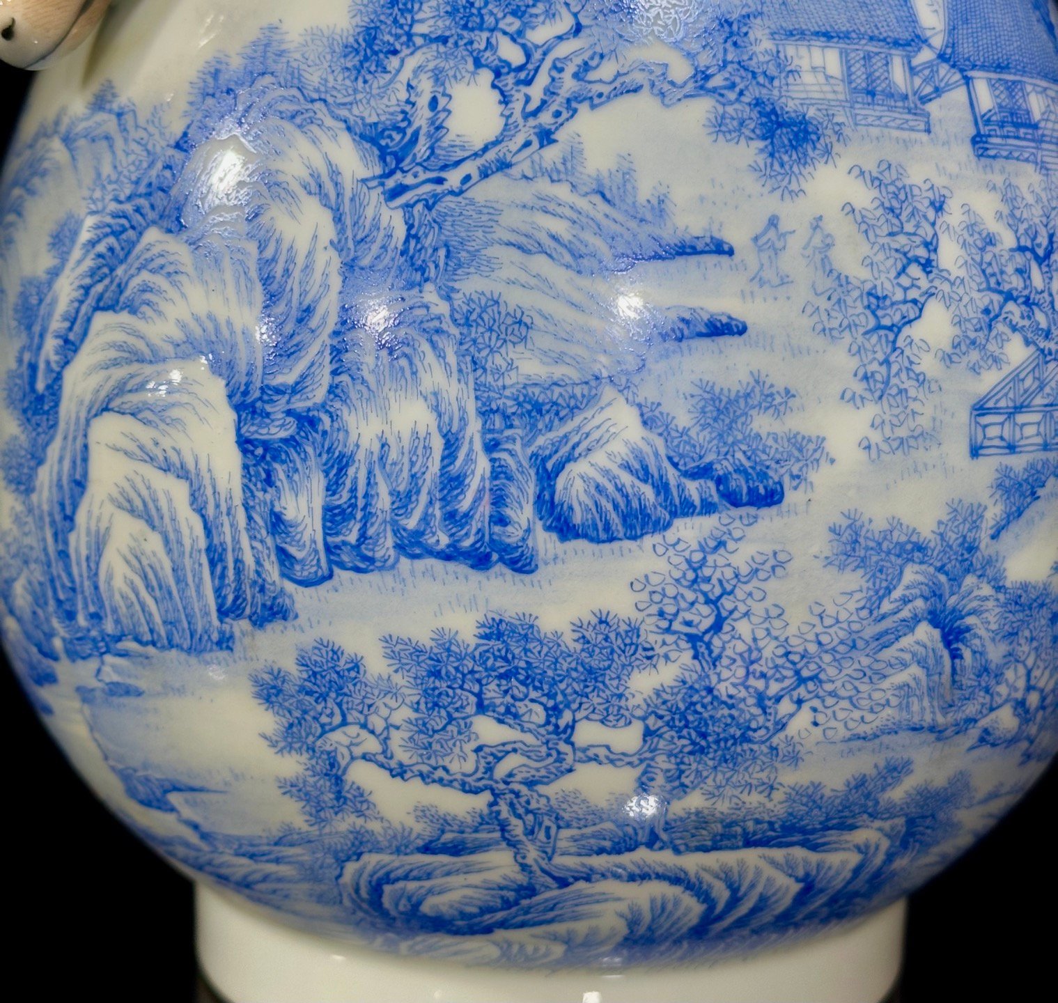 Qing Dynasty Yongzheng Enamel landscape pavilion figures poems and deer-headed statue