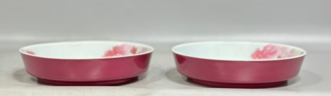 Qing Dynasty Yongzheng Straight-mouthed dish with enamel and rouge red interior
