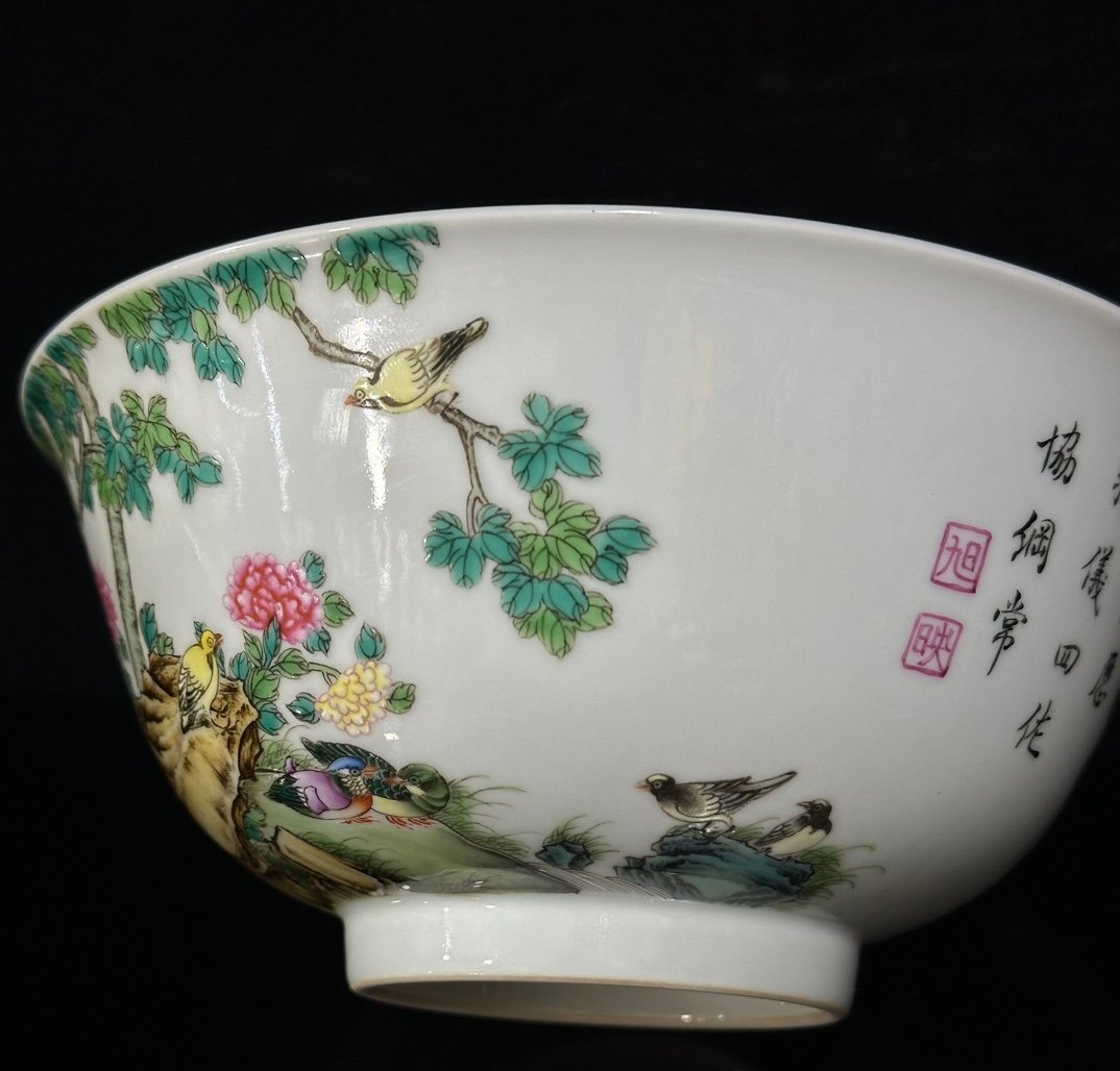 Qing Dynasty Yongzheng Enamel bowl with five patterns of flowers and birds