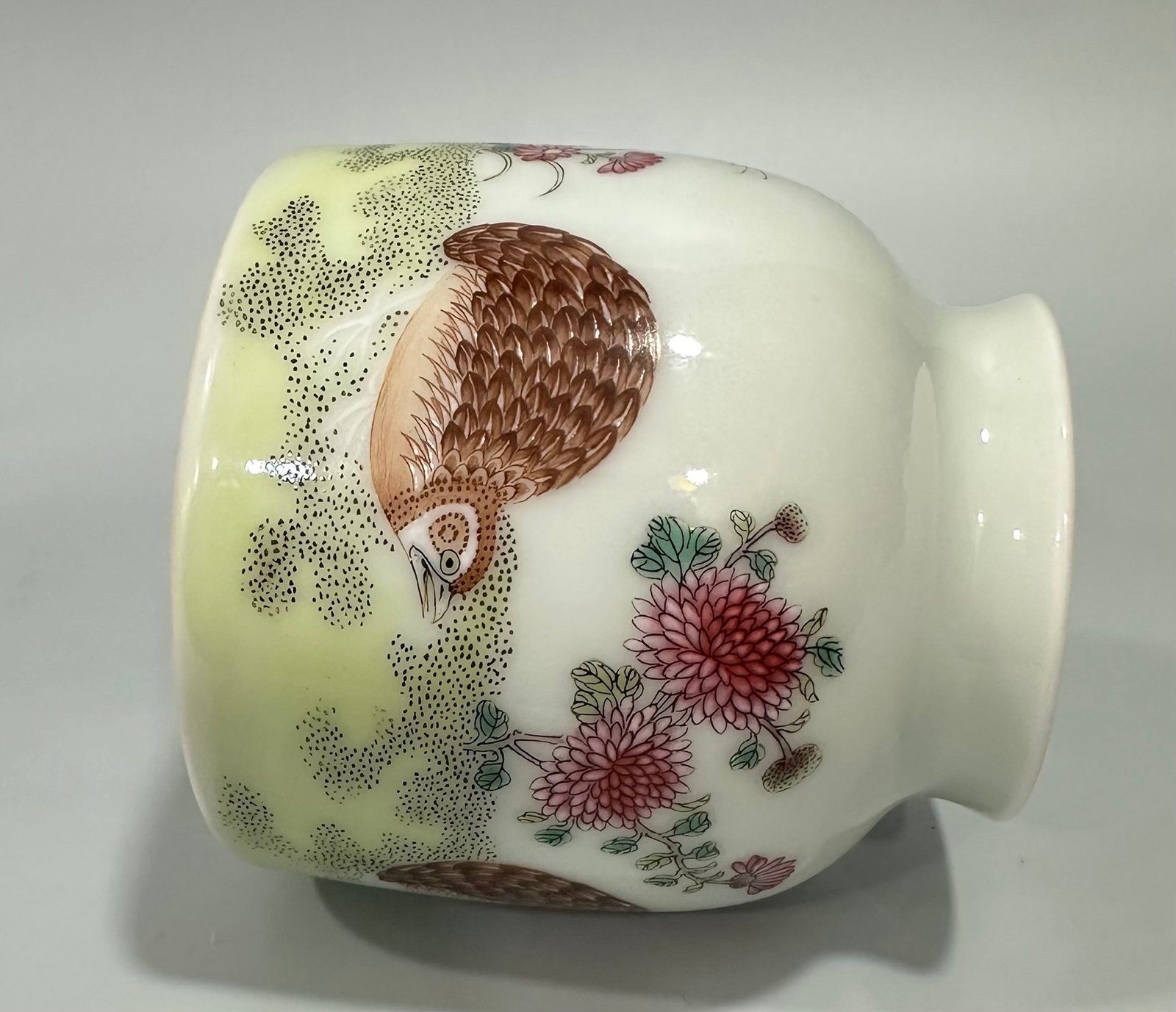 Qing Dynasty Yongzheng Enamel Horseshoe Zun with Flowers