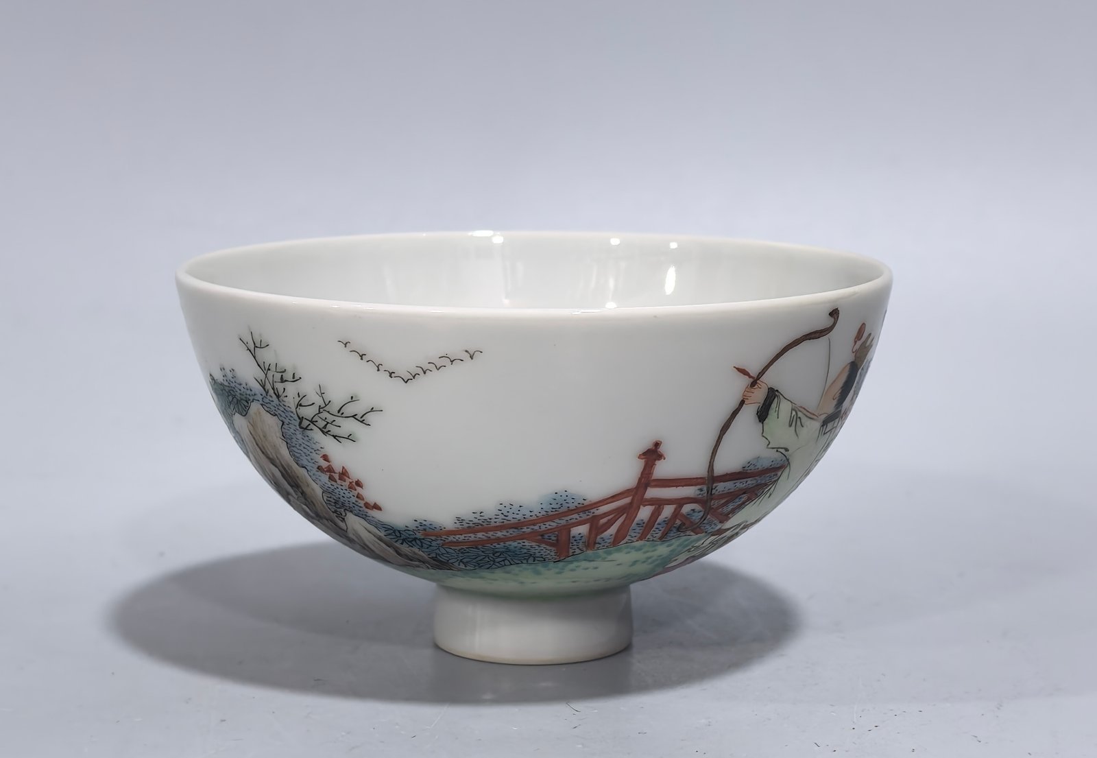 Qing Dynasty Yongzheng Pastel character story chicken heart cup