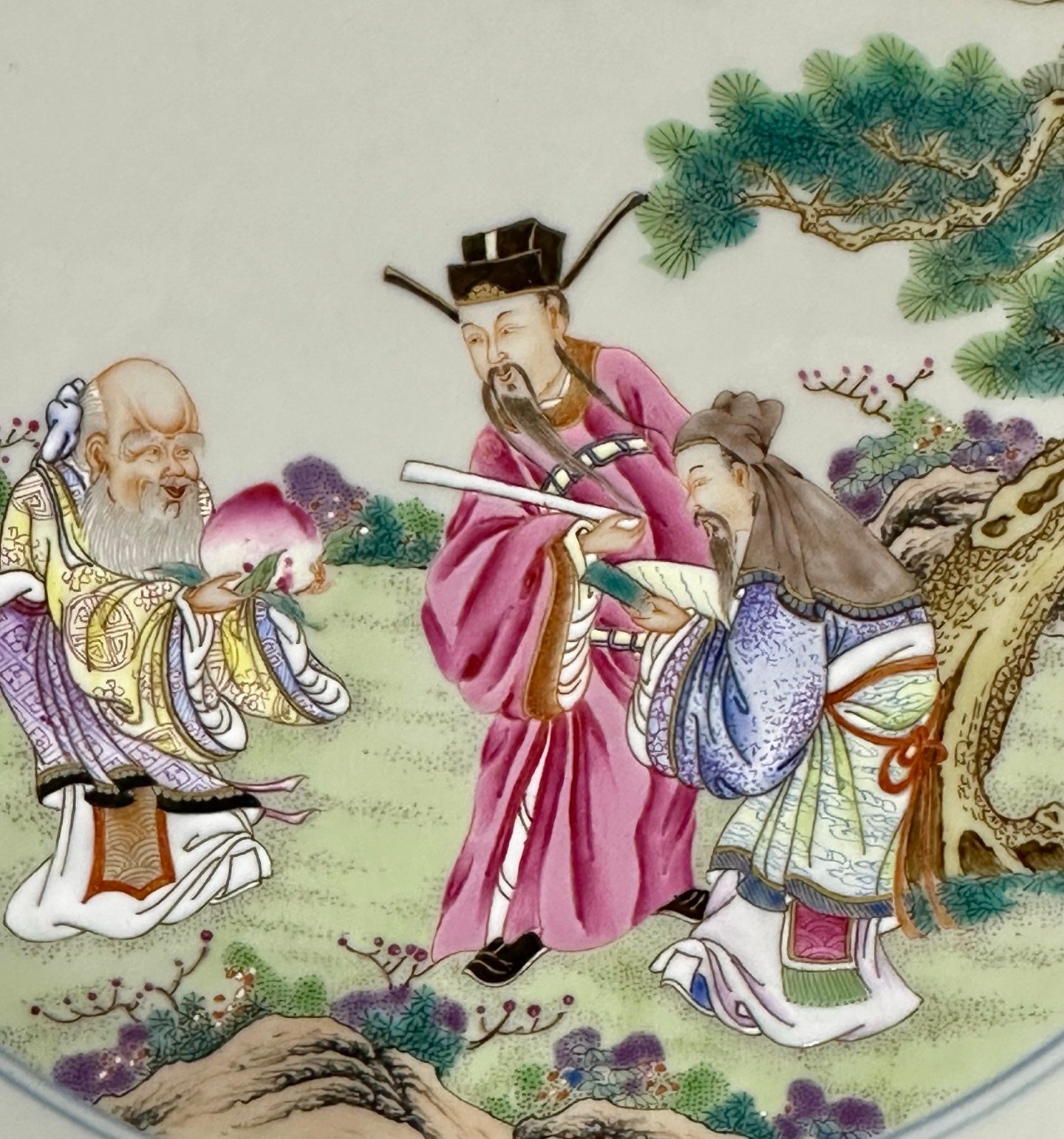 Qing Dynasty Yongzheng pastel painting of figures and immortals