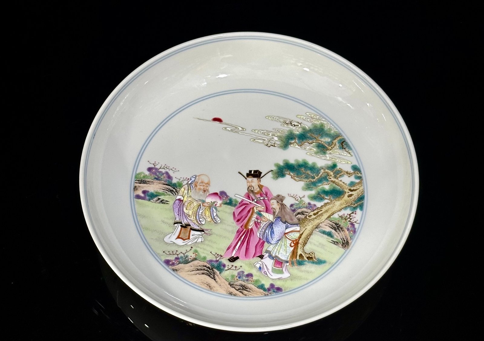 Qing Dynasty Yongzheng pastel painting of figures and immortals