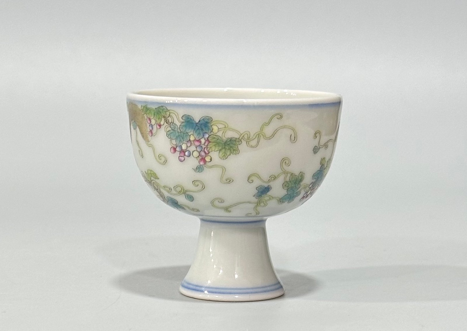 Qing Dynasty Yongzheng Pastel squirrel eating grape pattern goblet