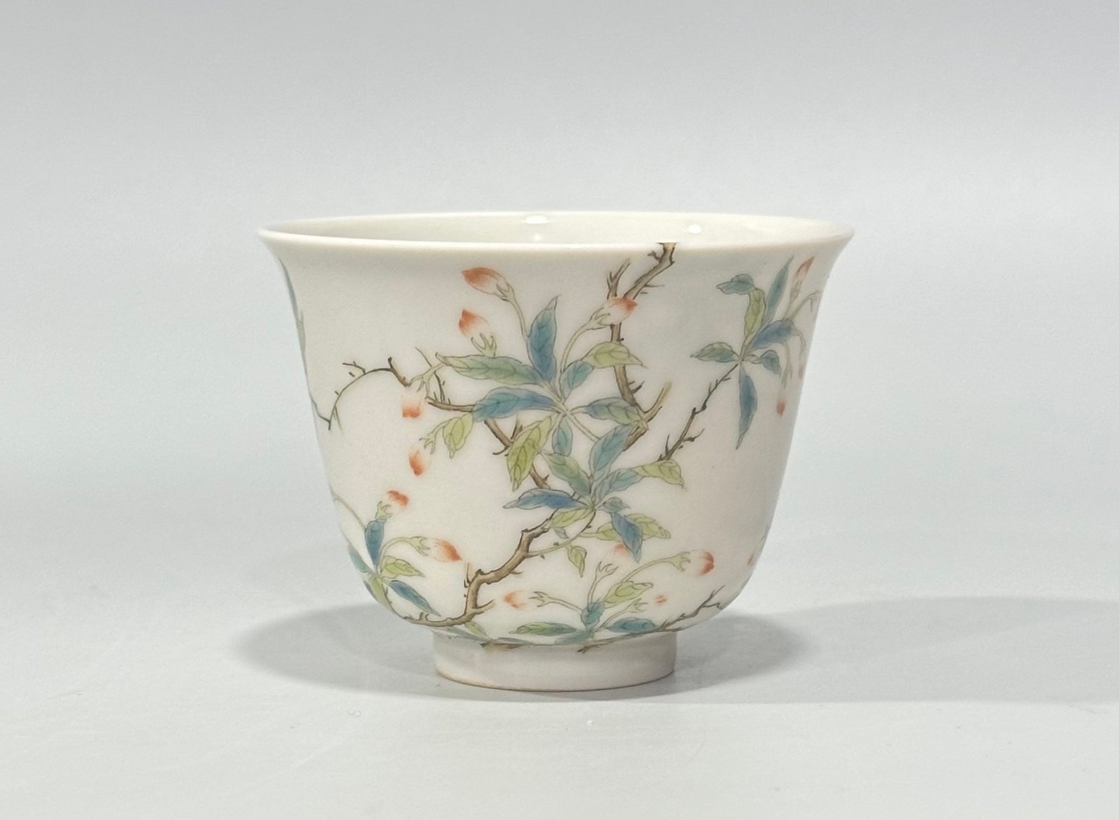 Qing Dynasty Yongzheng Pastel cherry cup with branches
