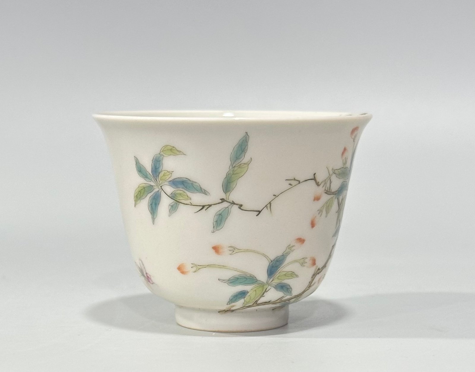 Qing Dynasty Yongzheng Pastel cherry cup with branches