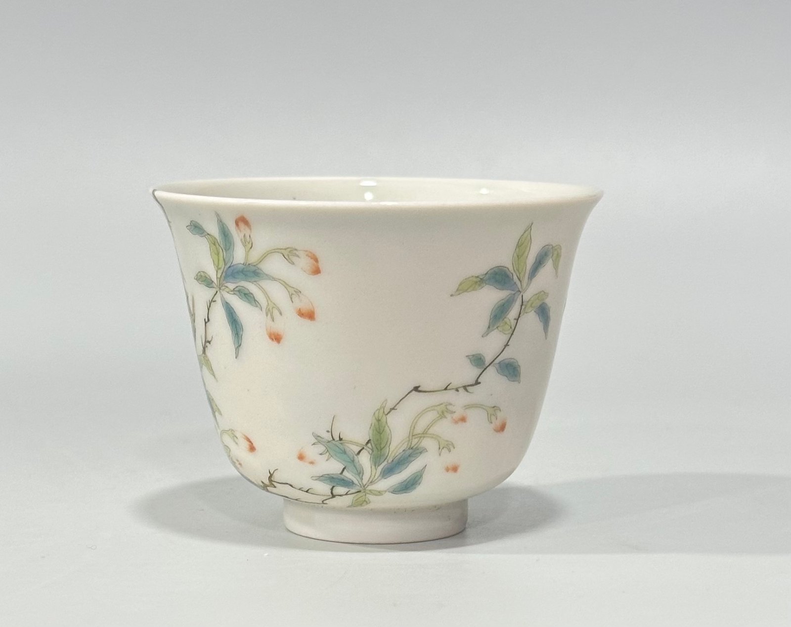 Qing Dynasty Yongzheng Pastel cherry cup with branches