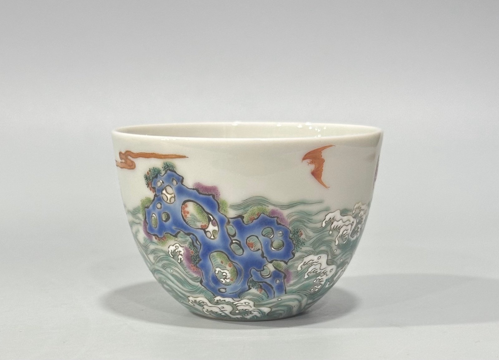 Qing Dynasty Yongzheng Pastel Fushan Shouhai pattern cylinder cup