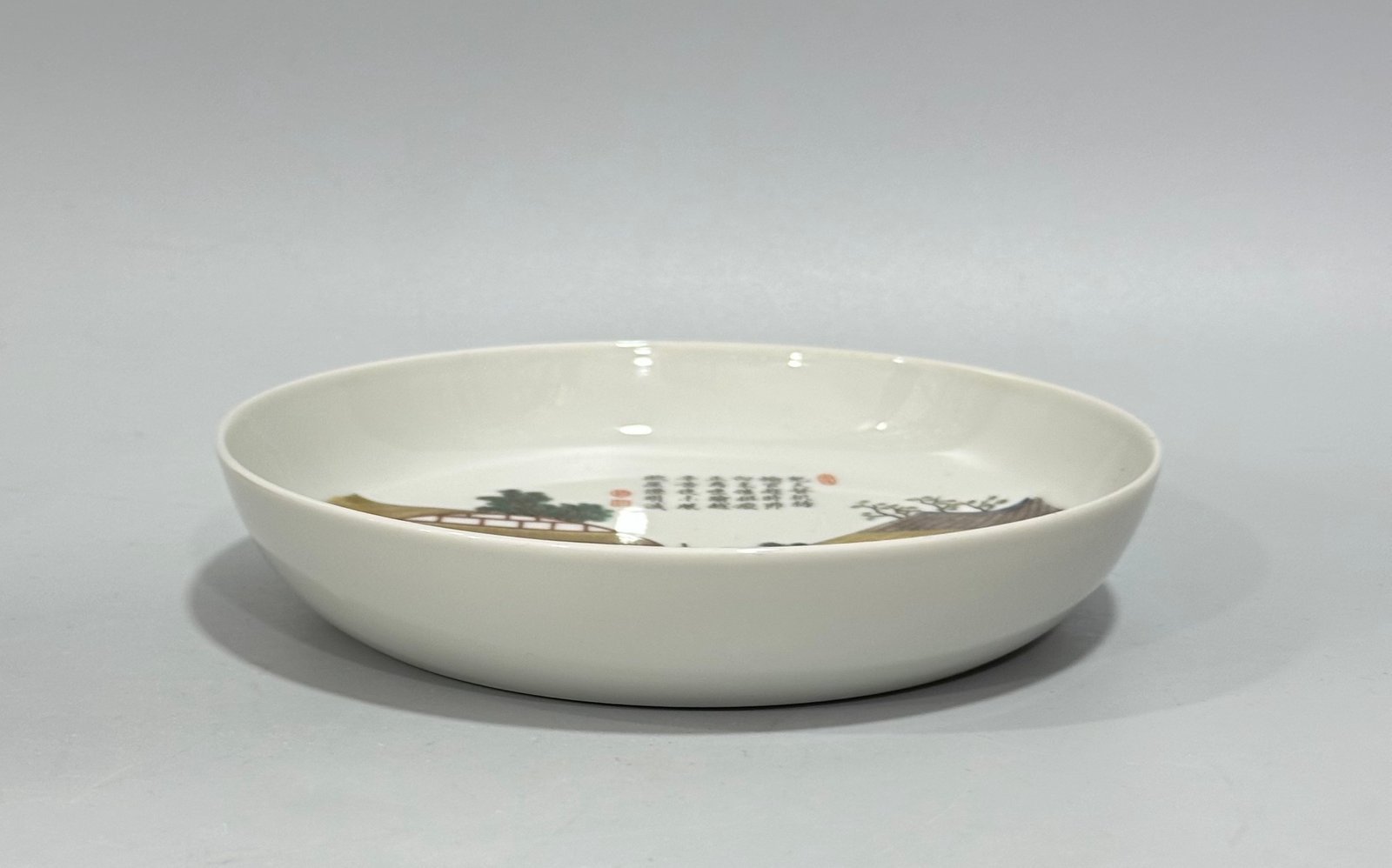 Qing Dynasty Yongzheng Pastel plowing and weaving pattern straight plate