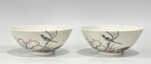 Qing Dynasty Yongzheng Pastel flower and bird bowl with branch pattern