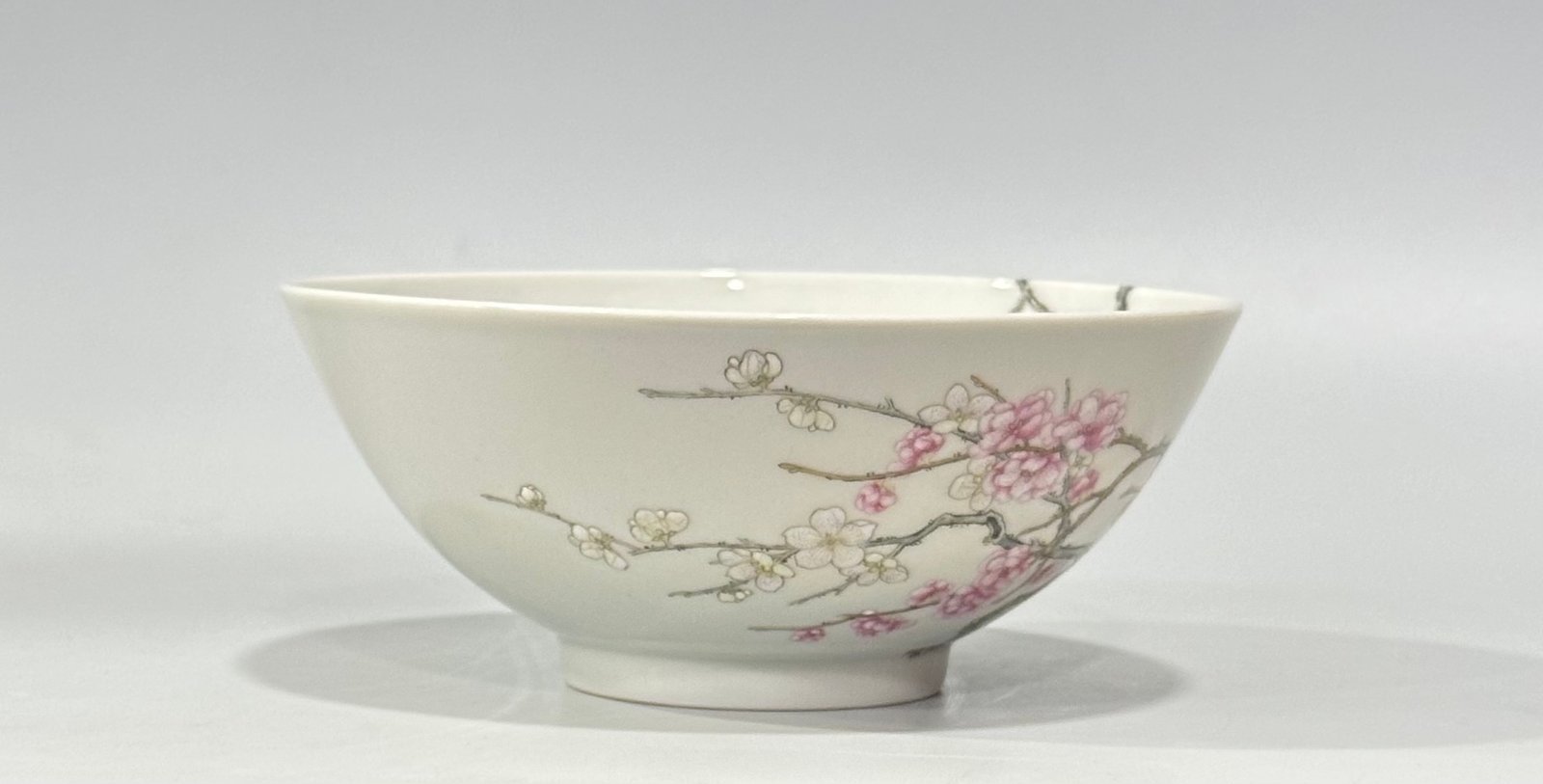 Qing Dynasty Yongzheng Pastel flower and bird bowl with branch pattern