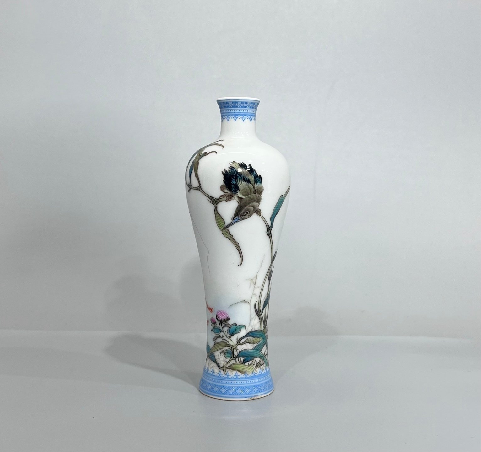 Qing Dynasty Yongzheng Year enamel flower and bird plum vase