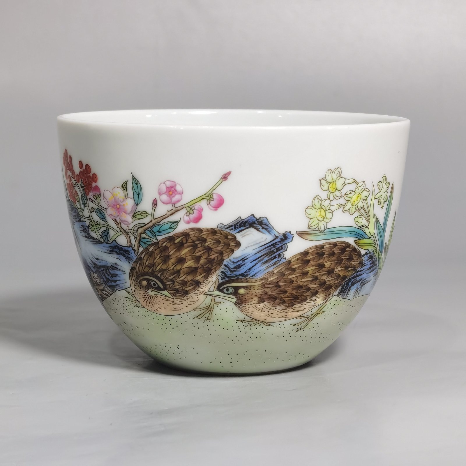 Qing Dynasty Yongzheng A pair of pastel Ping plum blossom cups