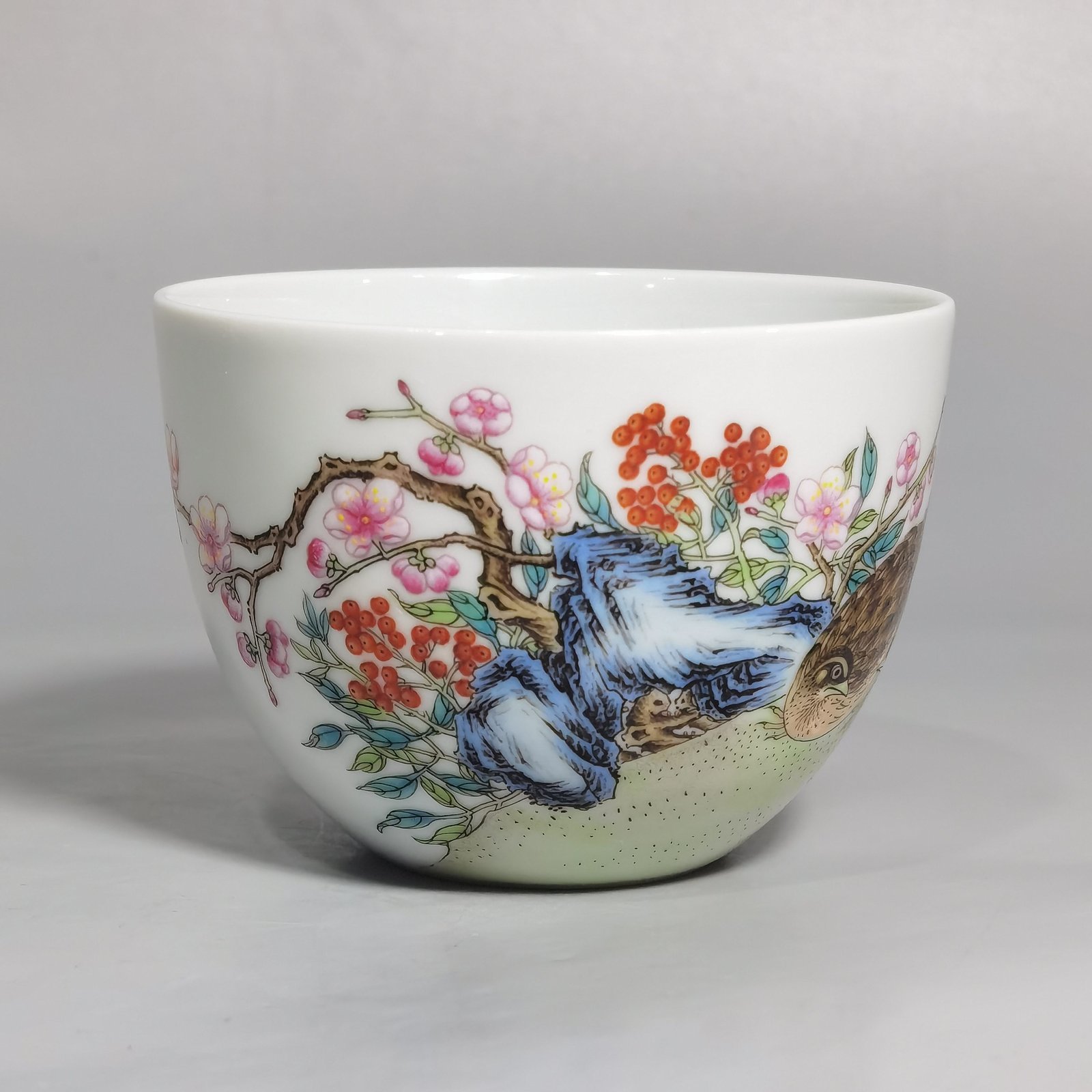 Qing Dynasty Yongzheng A pair of pastel Ping plum blossom cups