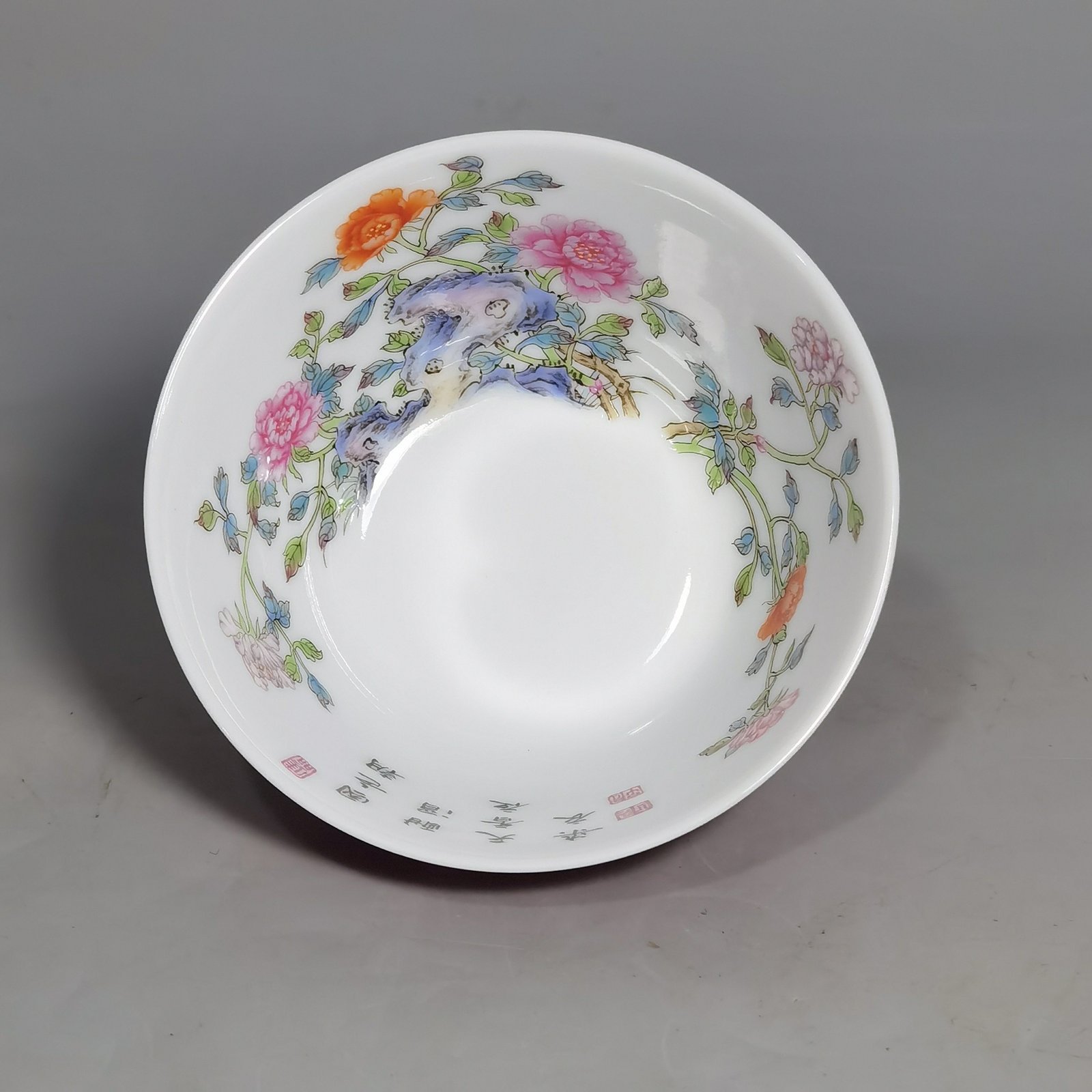 Qing Dynasty Yongzheng A set of enamel with four seasons flowers and carmine red glaze