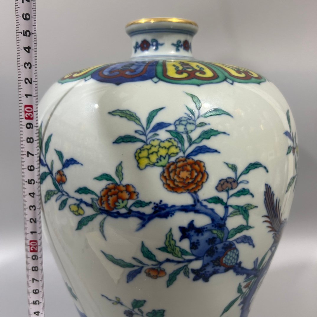 Qing Dynasty Yongzheng Doucai Flower and Bird Plum Vase