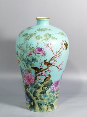 Qing Dynasty Yongzheng a pair of enamel painted plum vases
