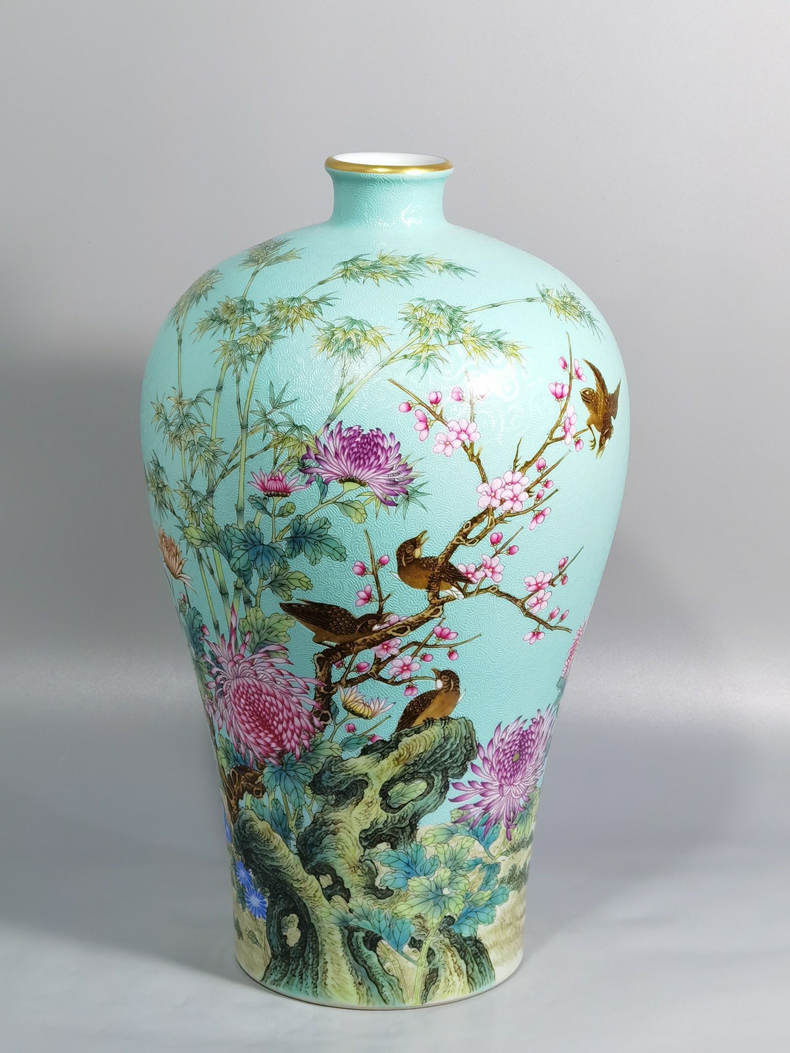 Qing Dynasty Yongzheng a pair of enamel painted plum vases