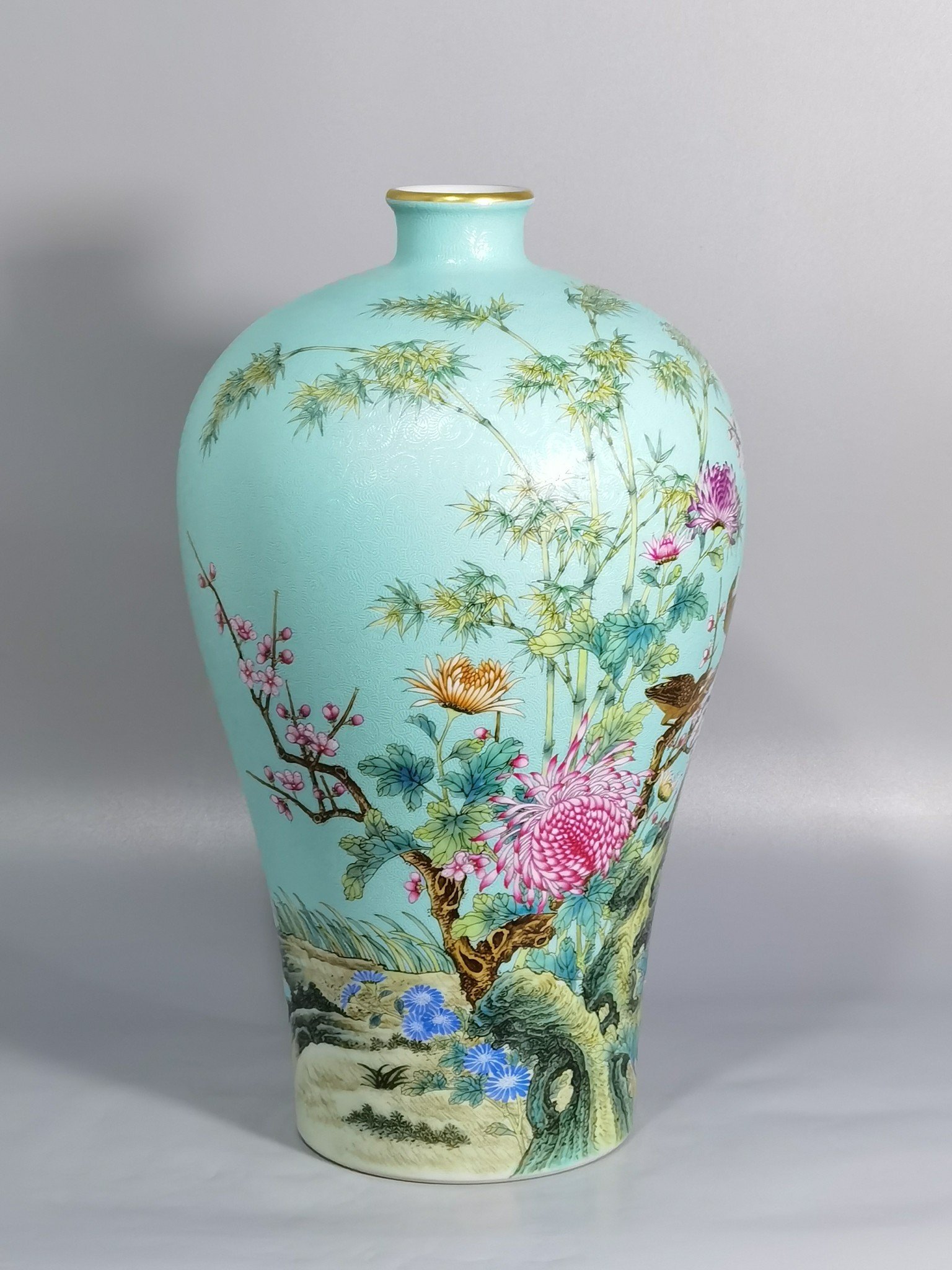 Qing Dynasty Yongzheng a pair of enamel painted plum vases
