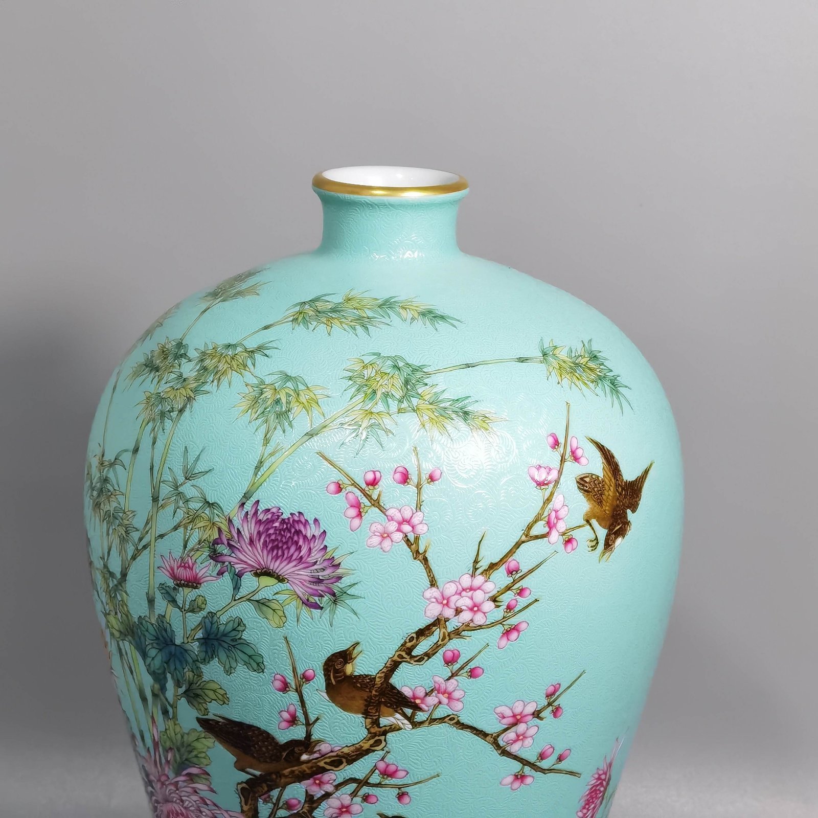 Qing Dynasty Yongzheng a pair of enamel painted plum vases
