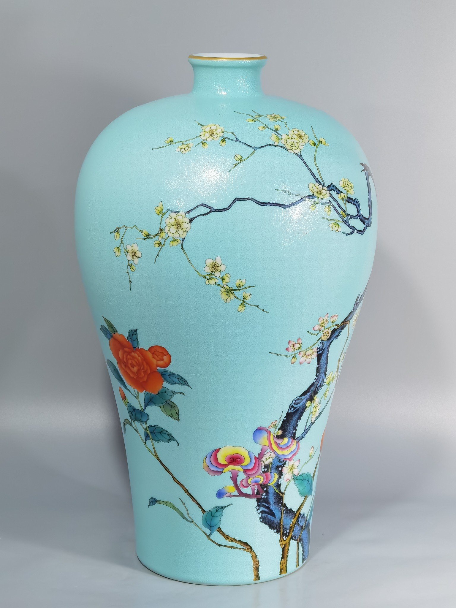 Qing Dynasty Yongzheng Plum Vase with Plum Blossom Poems
