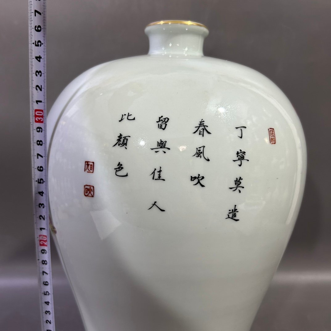 Qing Dynasty Yongzheng Pastel Peony Plum Vase