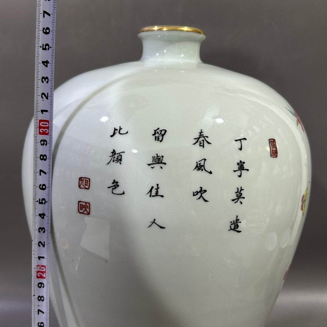 Qing Dynasty Yongzheng Pastel Peony Plum Vase