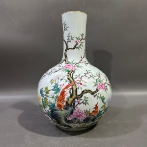 Qing Dynasty Yongzheng Pastel Flower and Bird Celestial Sphere vase
