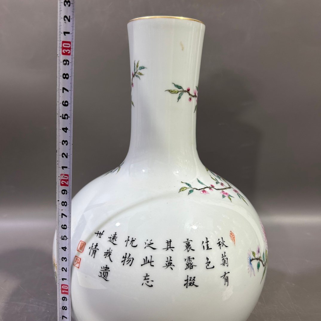 Qing Dynasty Yongzheng Pastel Flower and Bird Celestial Sphere vase