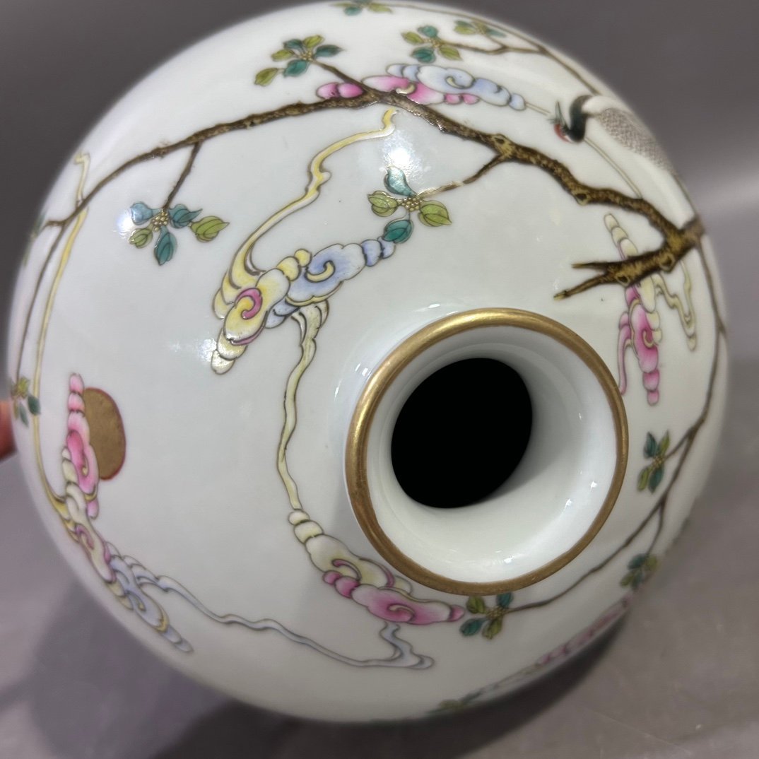 Qing Dynasty Yongzheng pastel flower and bird plum vase