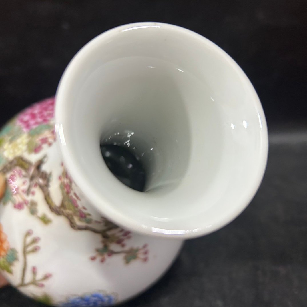 Qing Dynasty Yongzheng pastel flower and bird vase