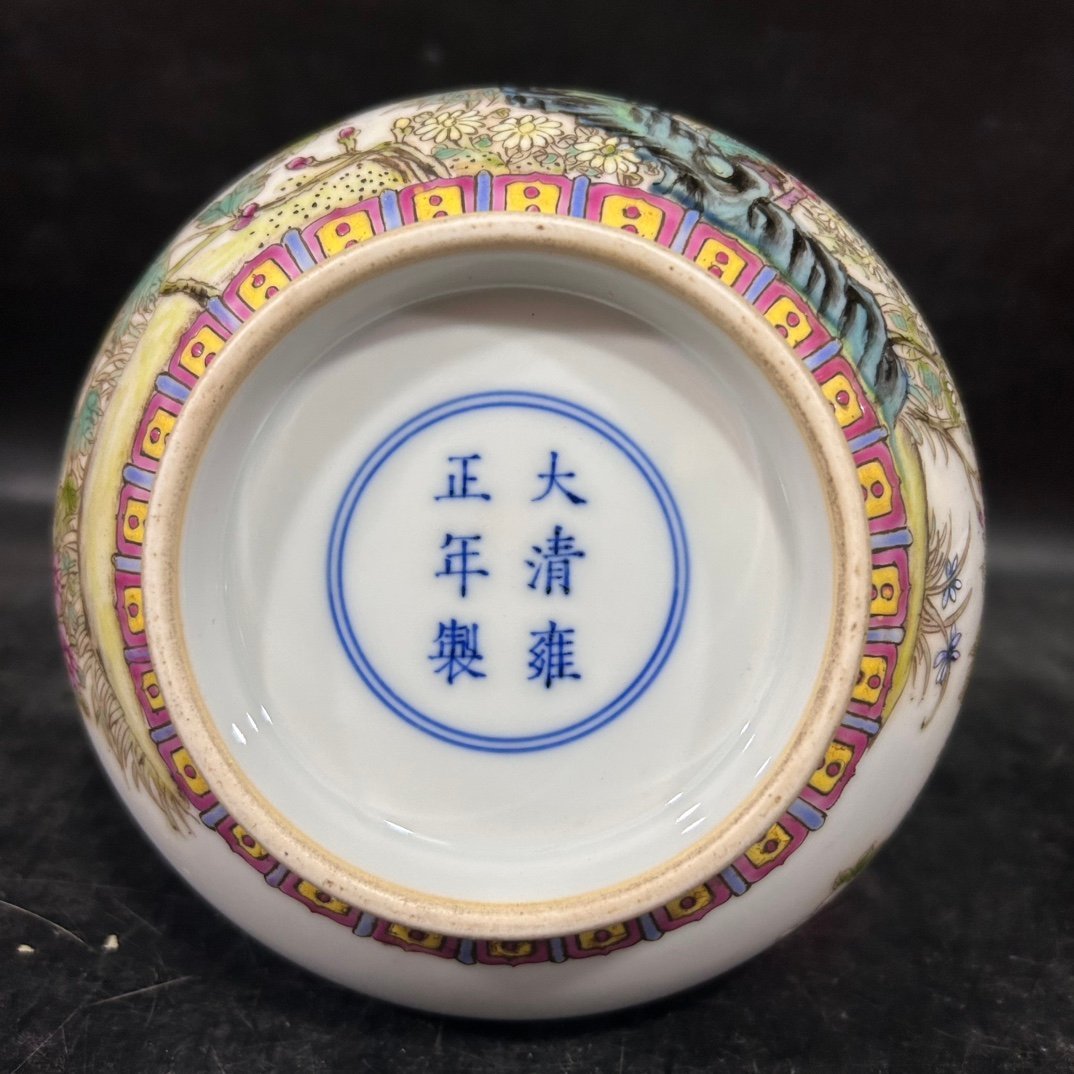 Qing Dynasty Yongzheng pastel flower and bird vase