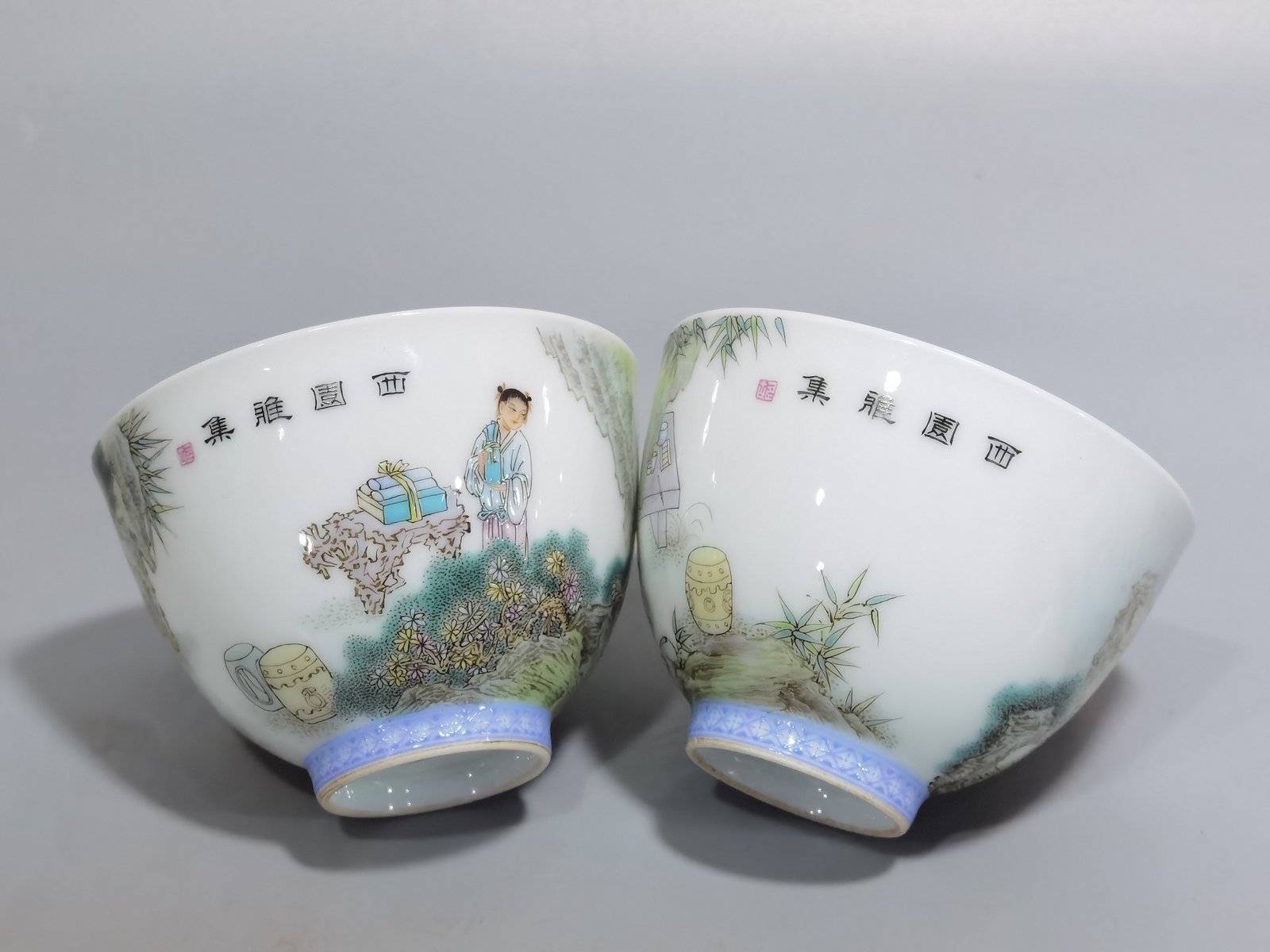 Qing Dynasty Qianlong a set of pastel Xiyuan elegant collection cups