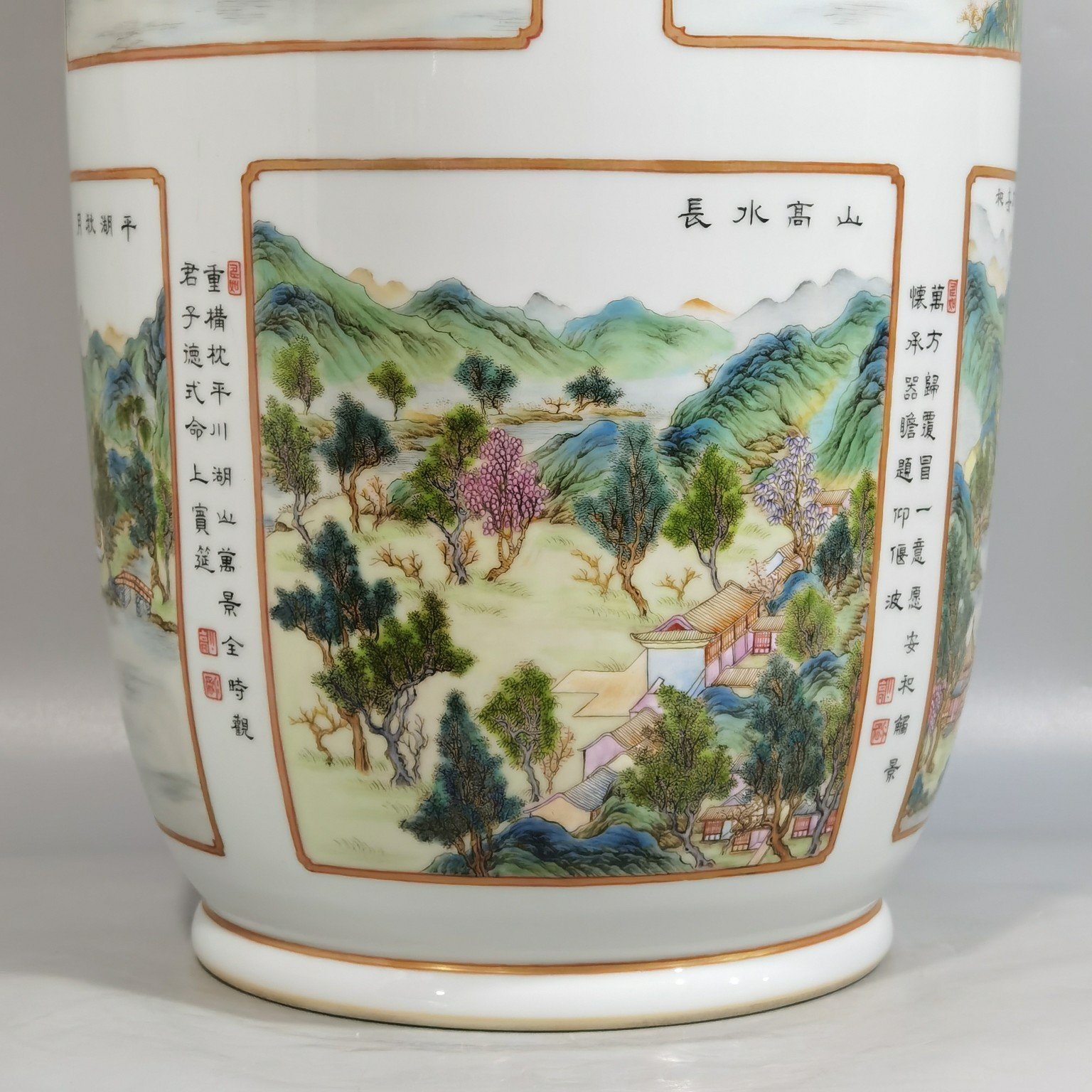 Qing Dynasty Yongzheng Pastel vase with ten scenes of Yuanmingyuan