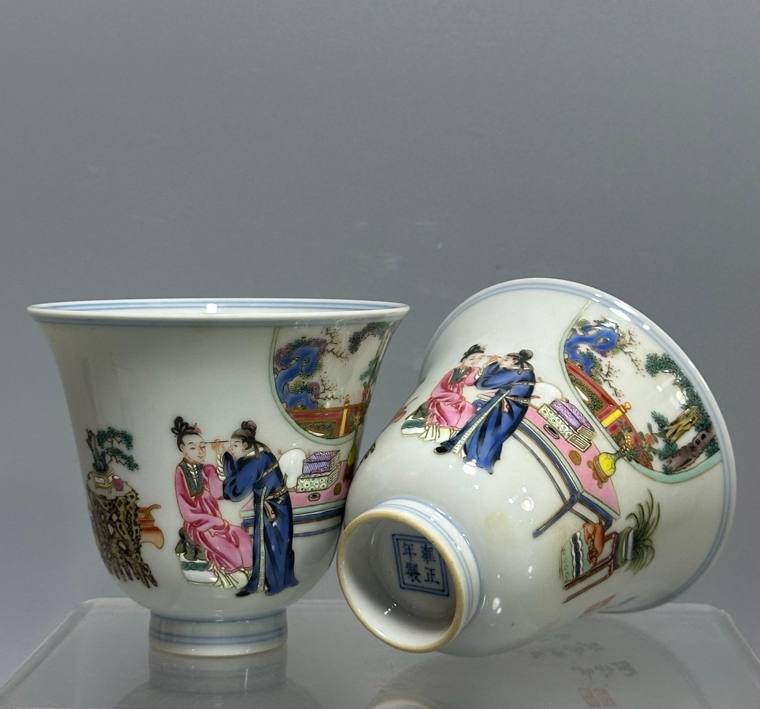 Oing Dynasty Yongzhengpink-painted cup with human figures