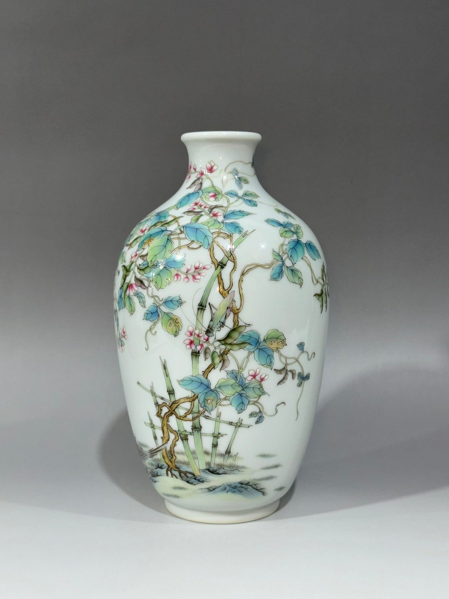 Oing Dynasty Yongzheng Vase with pod vines flowers birds