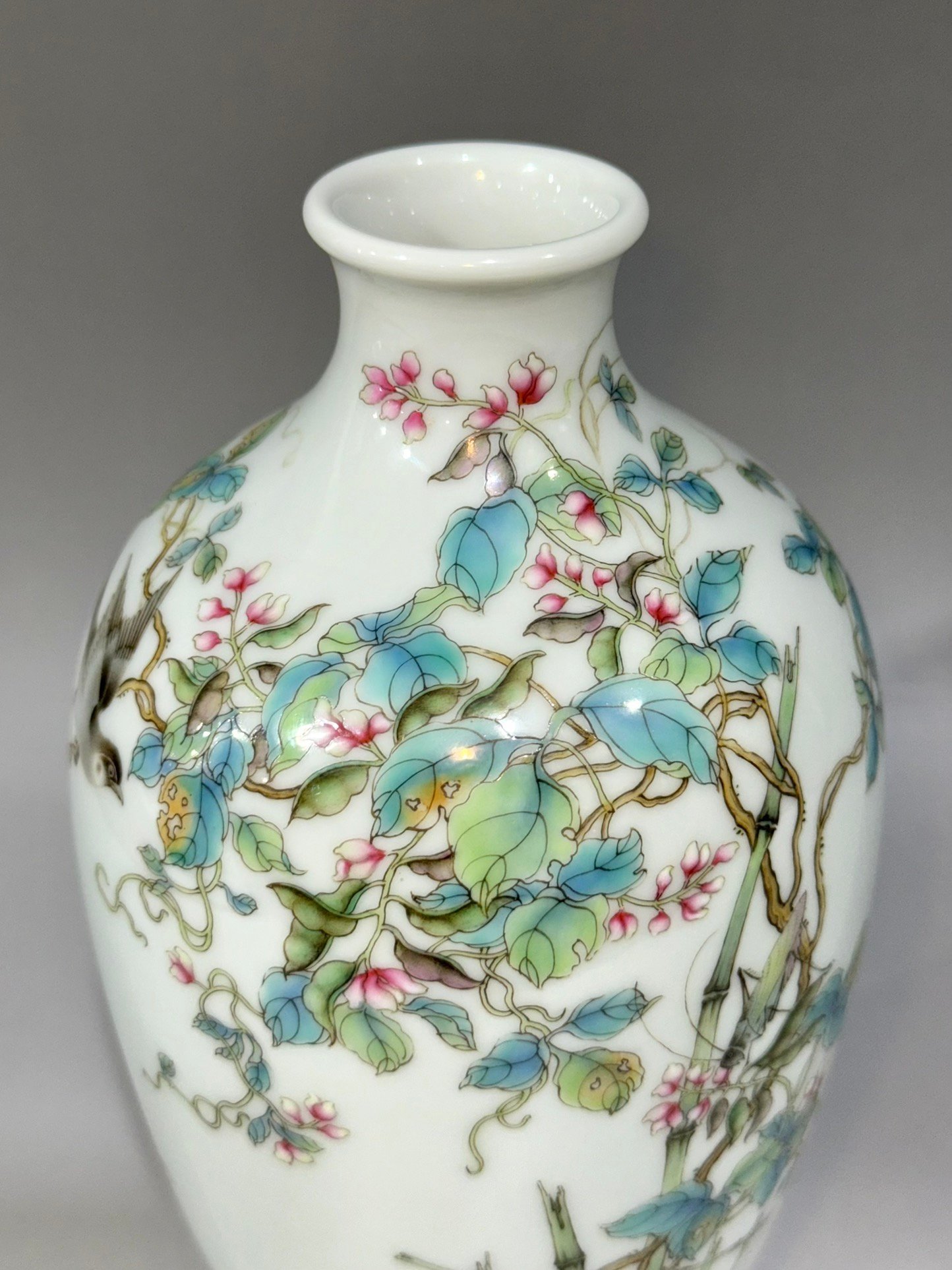 Oing Dynasty Yongzheng Vase with pod vines flowers birds