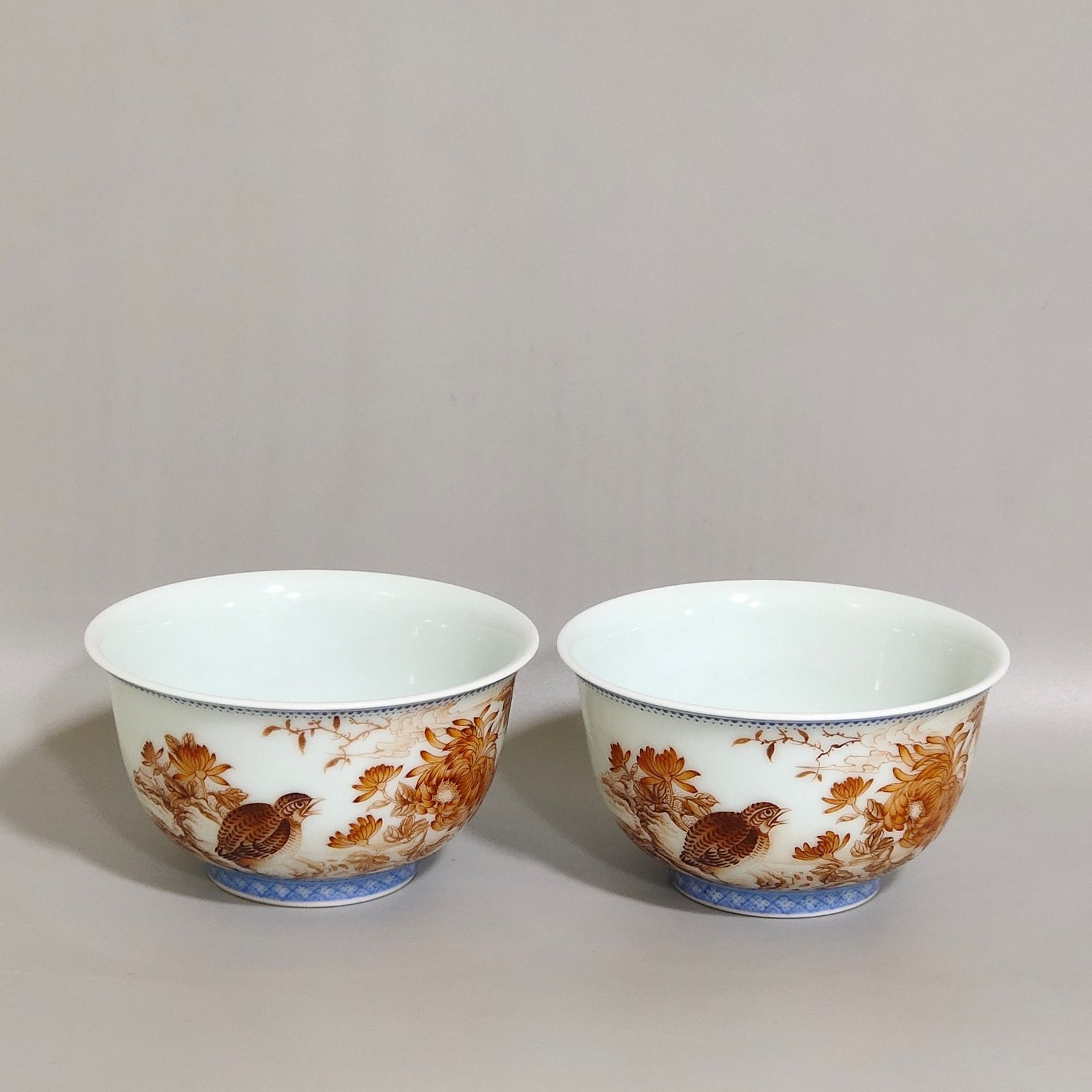 Oing Dynasty Yongzheng Aluminum red Anju Leye Poetry Cup
