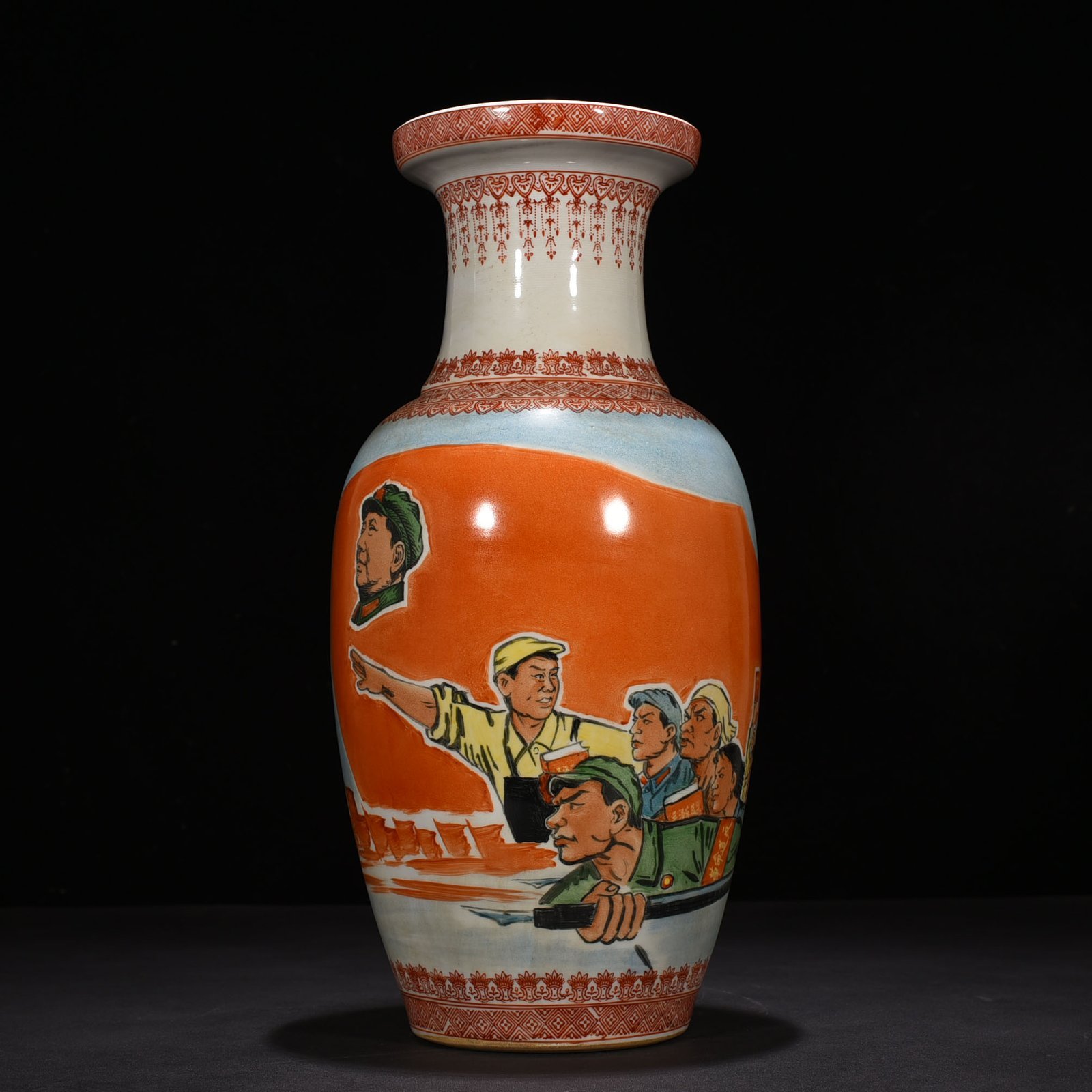 Five Dynasty Pastel character vase painted by Zhao Huimin