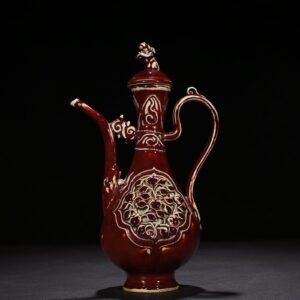 Yuan Dynasty red glaze veneer with floral pattern