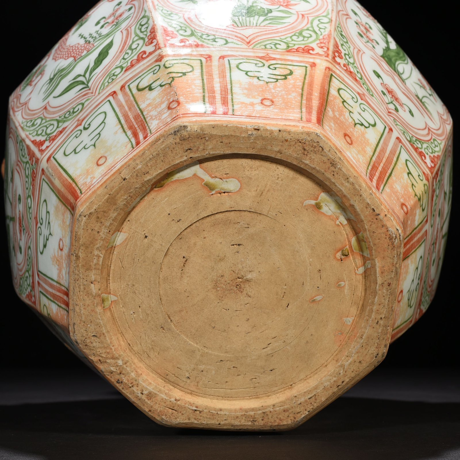 Yuan Dynasty underglaze red and green colored pine bamboo plum and lotus jar