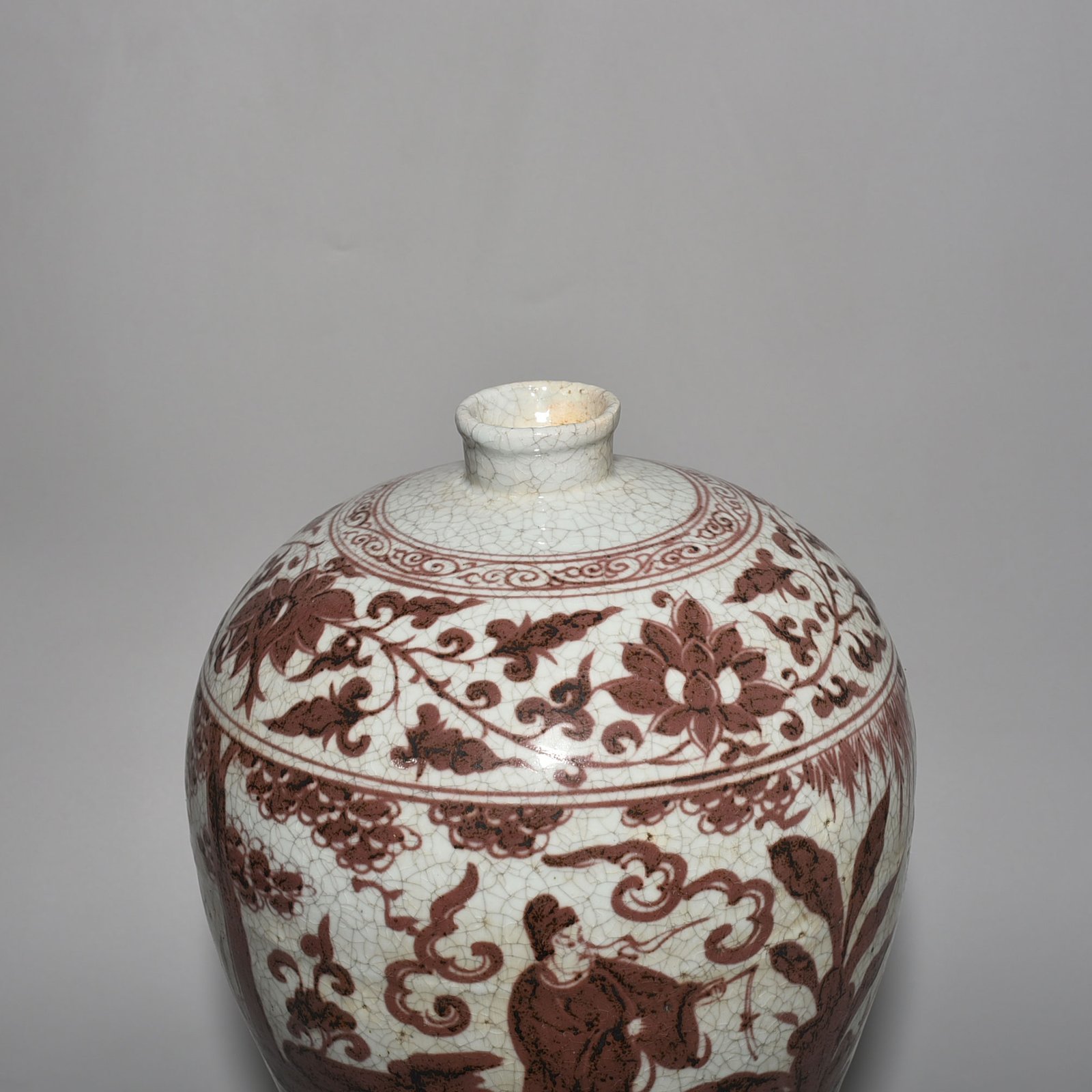 Yuan Dynasty underglaze red plum vase with character story pattern