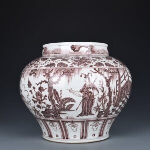 Yuan Dynasty glazed red jar with character and story patterns