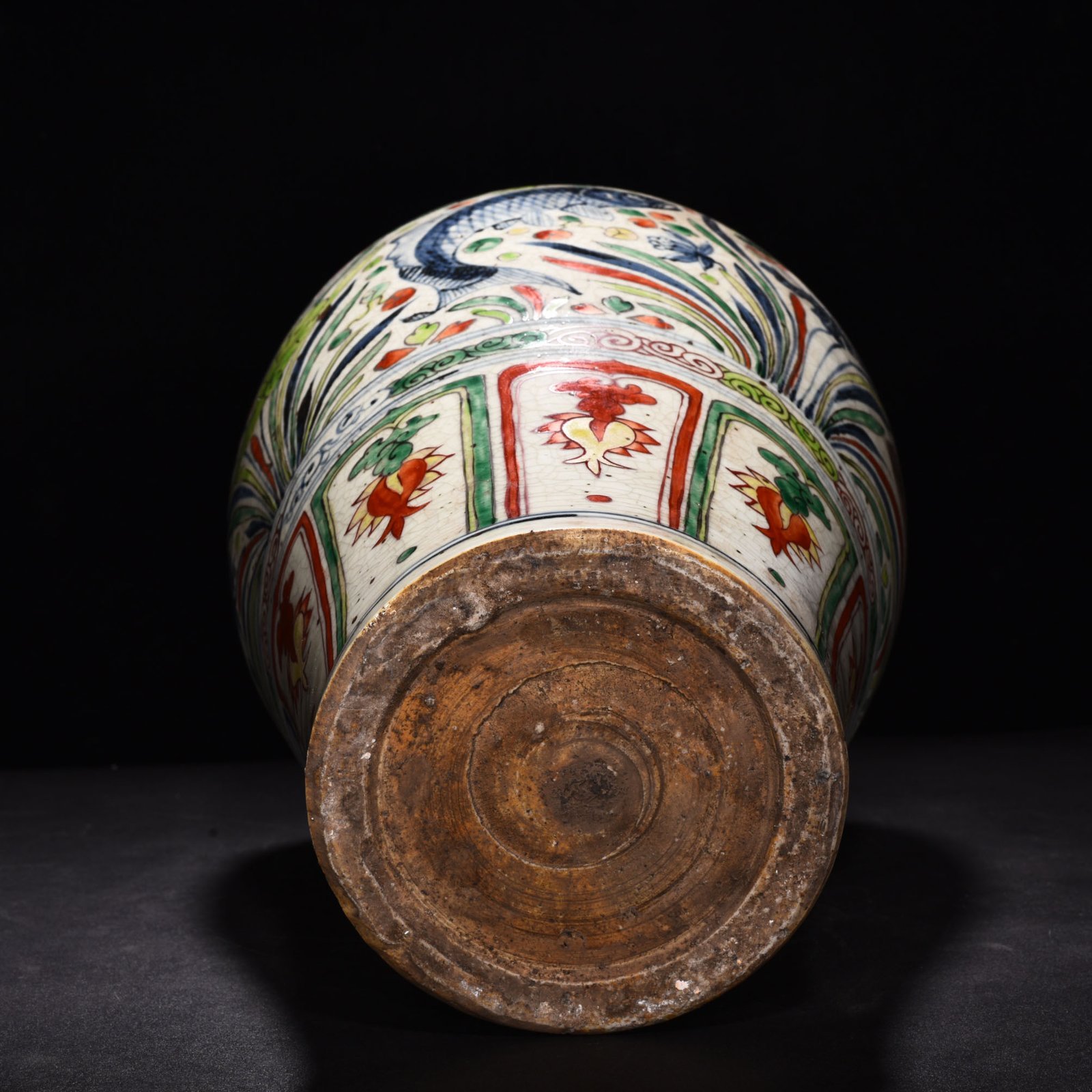 Yuan Dynasty blue and white multicolored fish and algae pattern plum vase
