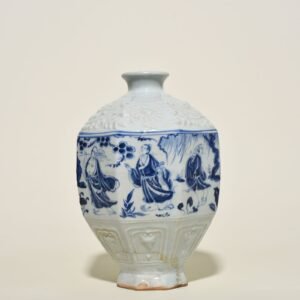 Yuan Dynasty blue and white eight immortals figure pattern plum vase
