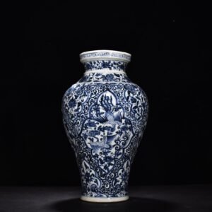 Yuan Dynasty blue and white phoenix pattern plate mouth bottle