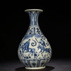 Yuan Dynasty blue and white jade pot spring vase with story pattern