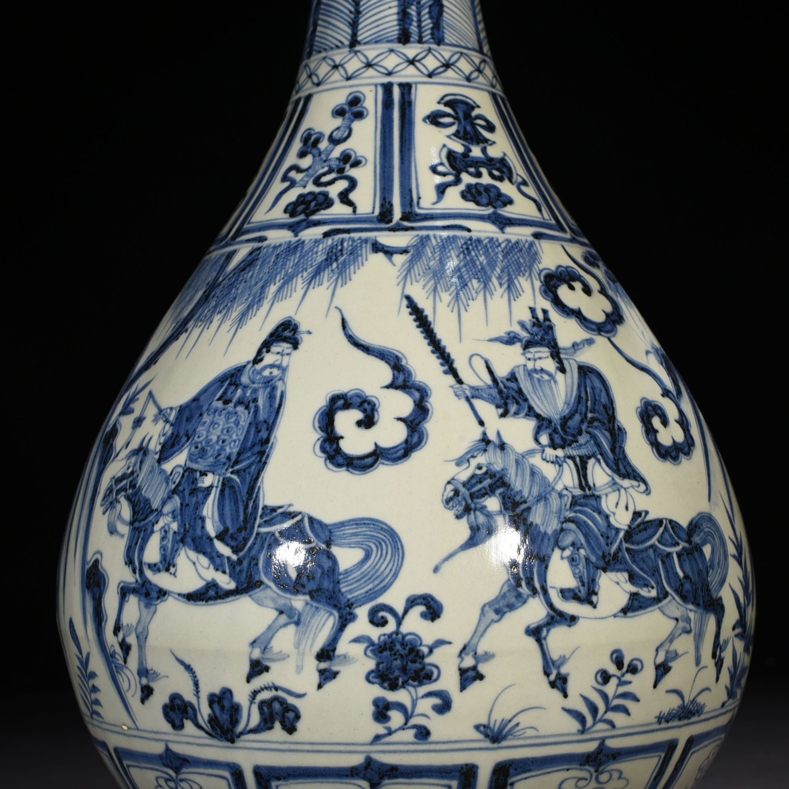 Yuan Dynasty blue and white jade pot spring vase with story pattern