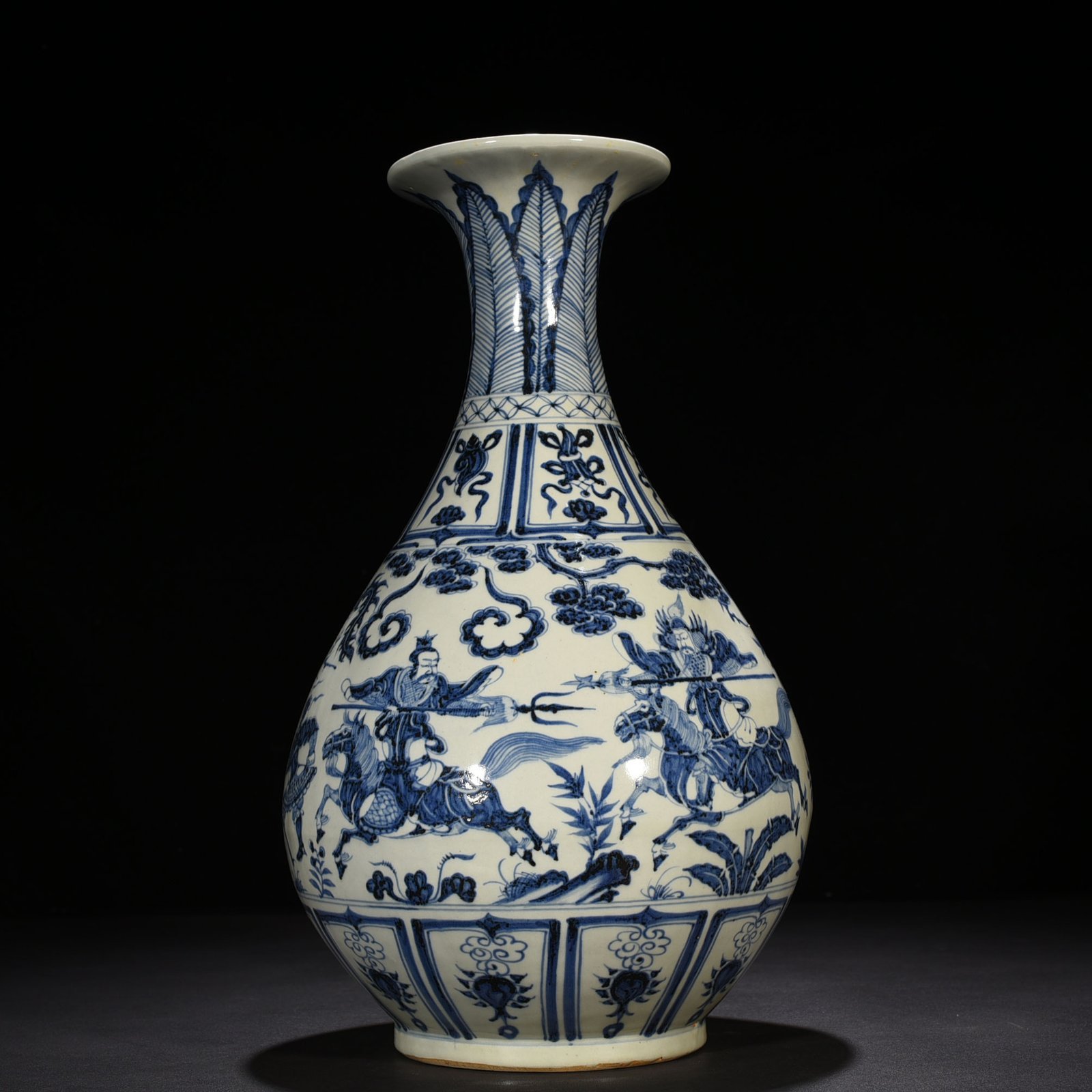 Yuan Dynasty blue and white jade pot spring vase with story pattern
