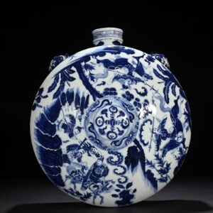 Yuan Dynasty blue and white savior riding alone figure pattern lying pot wall pot